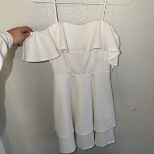 B Darlin Off-Shoulder White Mini Dress